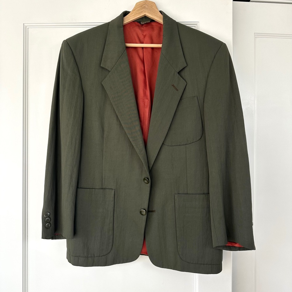 Vintage Courreges Homme Blazer Men's Green‎ Single Breasted Button Up